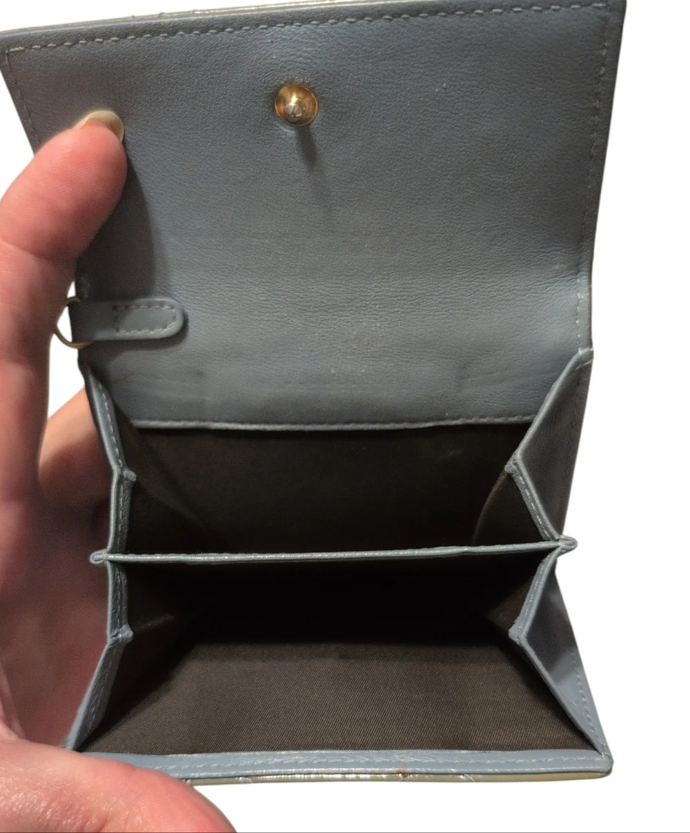 Patent Quilted Gray Snap Wallet